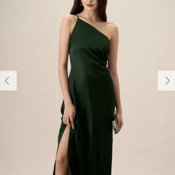 RIHOAS Women's Green One-shoulder Satin Maxi Dress XS - Picture 1 of 7